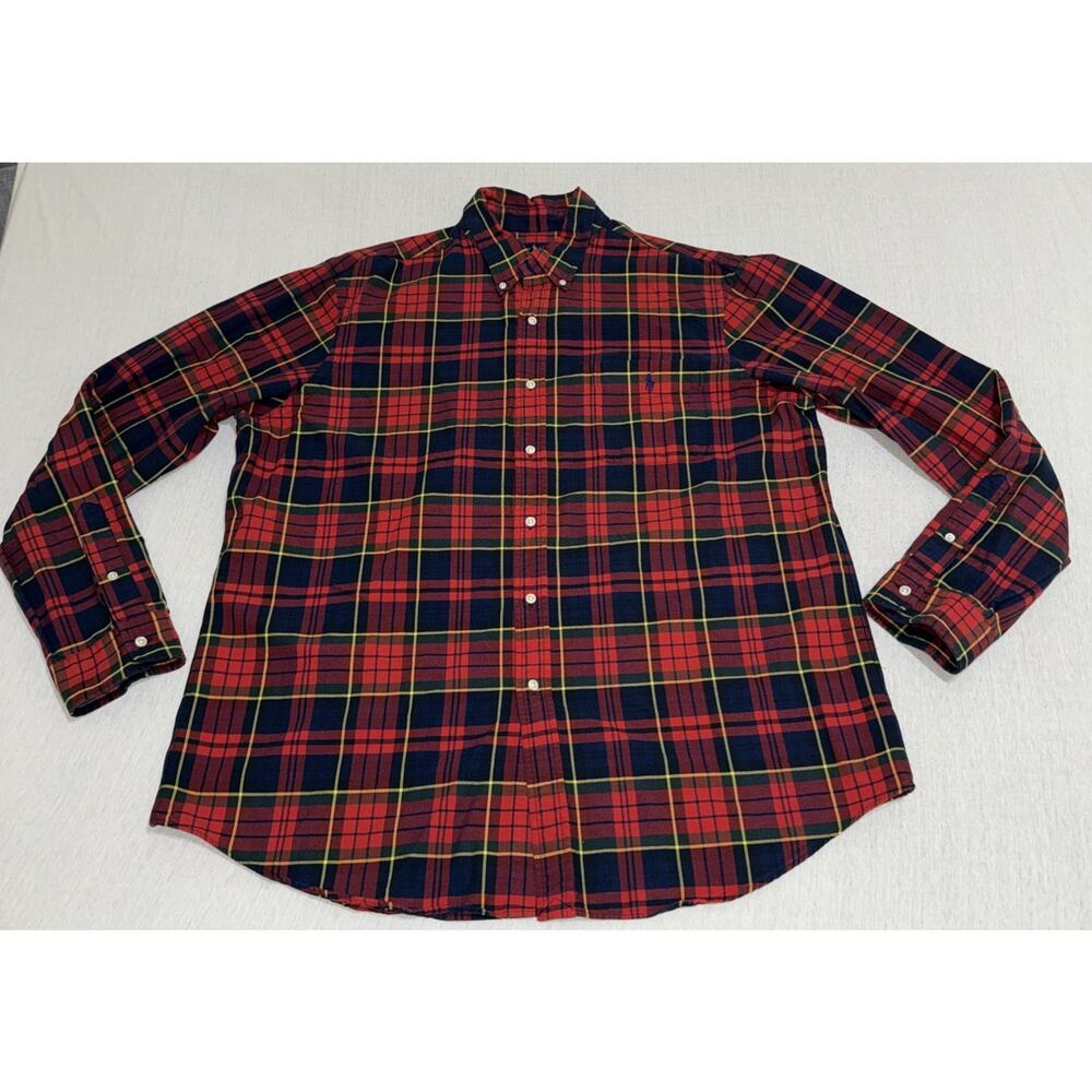 Ralph Lauren Button Down Shirt Mens XXL Red Plaid Classic Fit Long Sleeve Oxford - Picture 2 of 7
